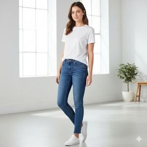 LOFT Jeans Women's Size‎ 2400 Blue Denim High Rise Skinny Cropped Raw Hem